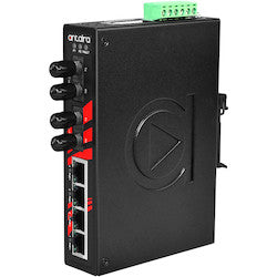 Antaira Technologies LNP-0602-ST-M-T | 6-Port Industrial PoE+ Unmanaged Ethernet Switch with 4 10/100Tx (30W/Port), 2 100Fx Multimode 2Km, ST Connector; EOT: -40-75C