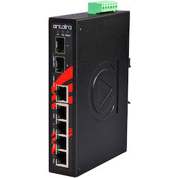 Antaira Technologies LNP-0702C-SFP | 7-Port Industrial PoE+ Unmanaged Ethernet Switch with 4 10/100Tx (30W/Port), 1 10/100Tx + 2 100/1000 SFP Slot