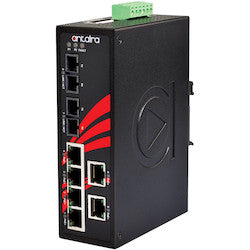 Antaira Technologies LNP-0802-M-24-T | 8-Port Industrial PoE+ Unmanaged Ethernet Switch with 6 10/100Tx (30W/Port) + 2 100Fx Multimode 2Km, 12VDC-36VDC; EOT: -40-75C