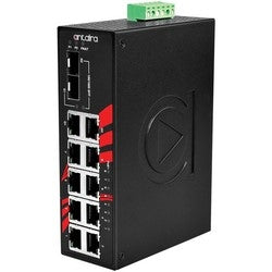 Antaira Technologies LNP-1002C-SFP | 10-Port Industrial PoE+ Gigabit Unmanaged Ethernet Switch with 8*10/100Tx + 2*Gigabit Combo (2*10/100/1000 RJ45 and 2*100/1000 SFP Slot)