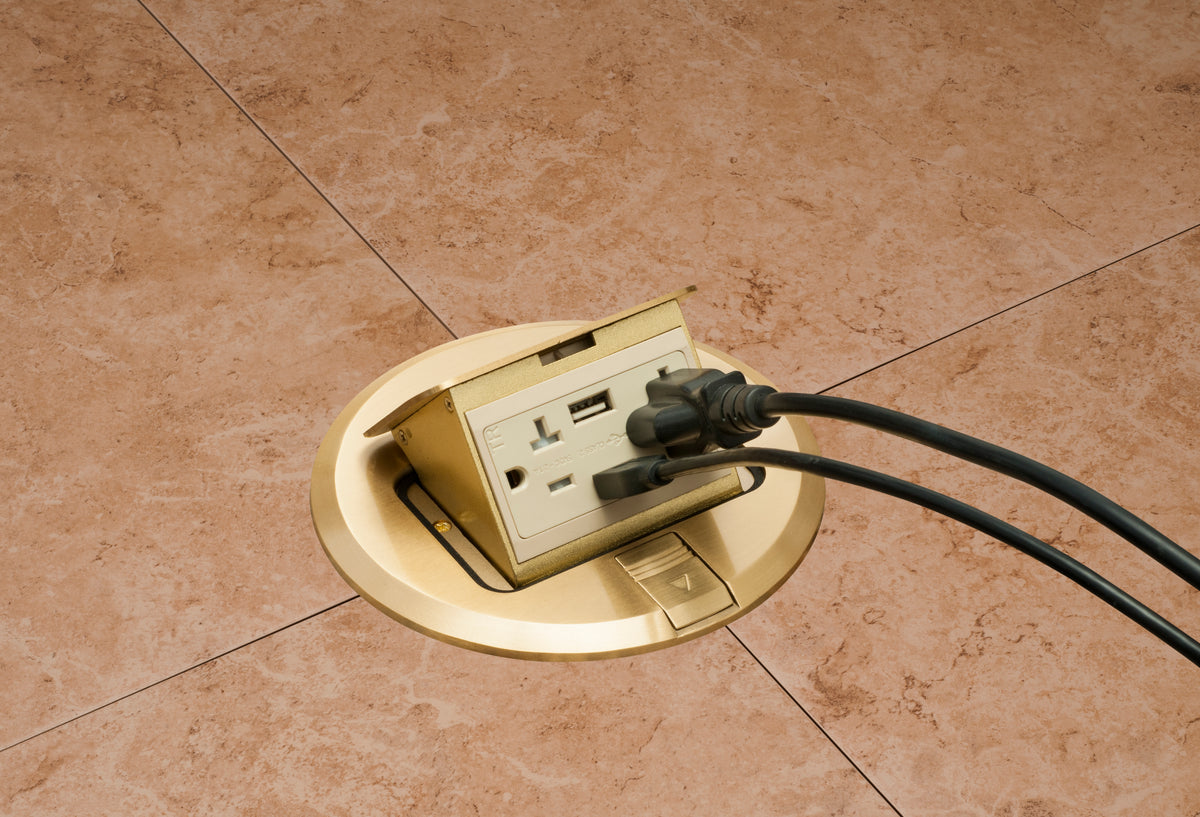 Arlington FLBT6620UMB | Brass Pop-Up Cover With Receptacle