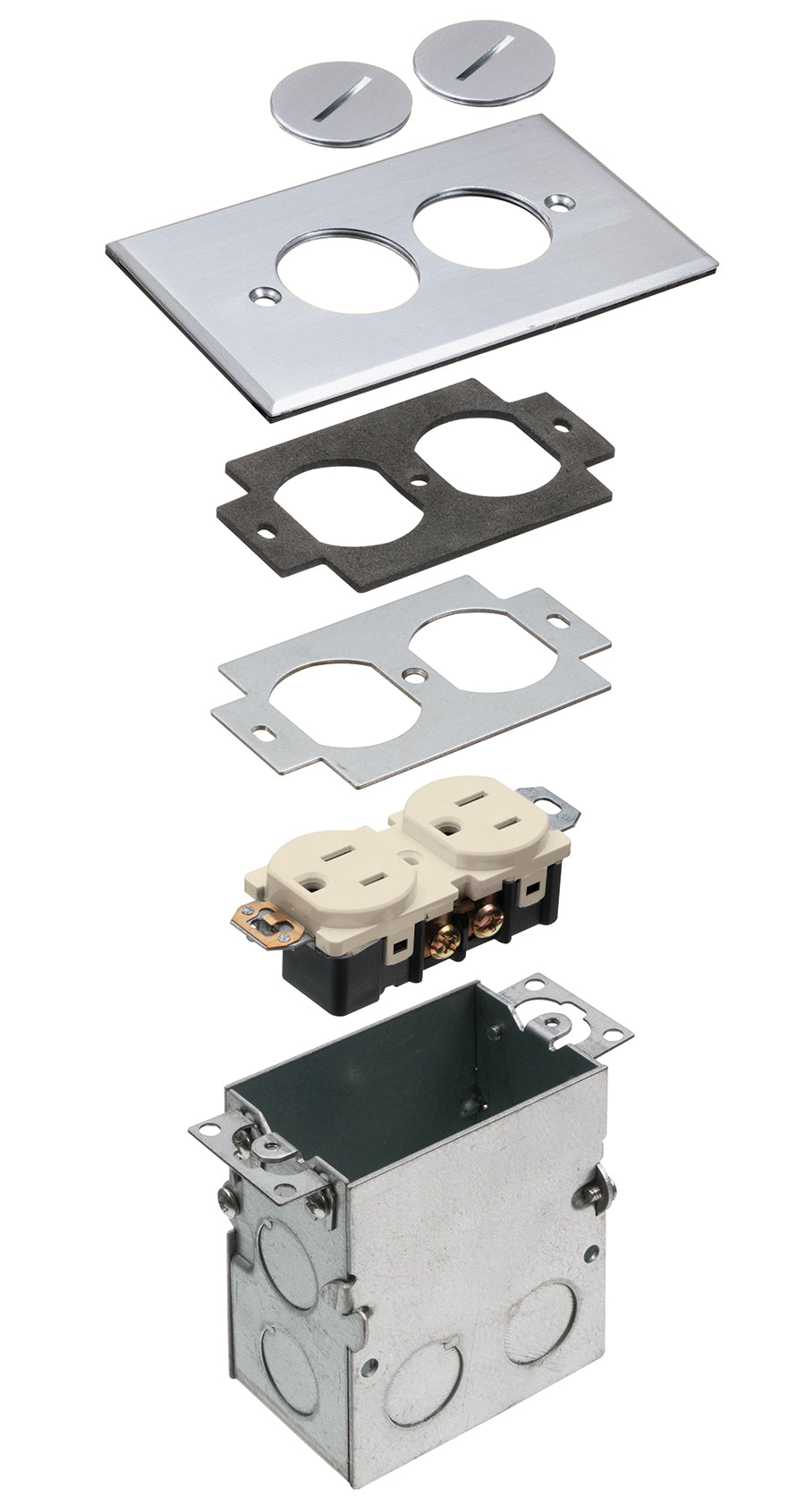 Arlington FLB5321NL | 1 Gang Metal Floor Box Kit