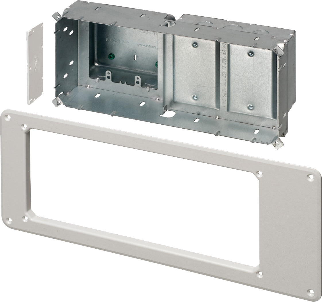Arlington TVBS613 | 4-Gang Steel Tv Box With White Trim Plate
