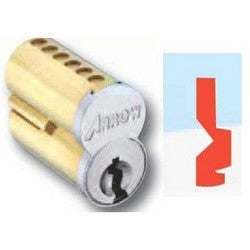 Arrow Lock 100CRP-UCX-QB 4 | Pointe SFIC Key Cylinder, 6-Pin Uncombinated, QB Keyway, Satin Brass, Without Logo