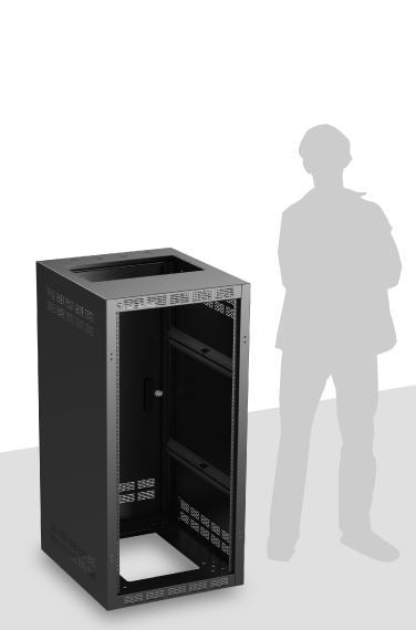 Atlas Sound 224-25 | Welded Rack 25 inch Deep, 24RU, Shown with Optional Front Door