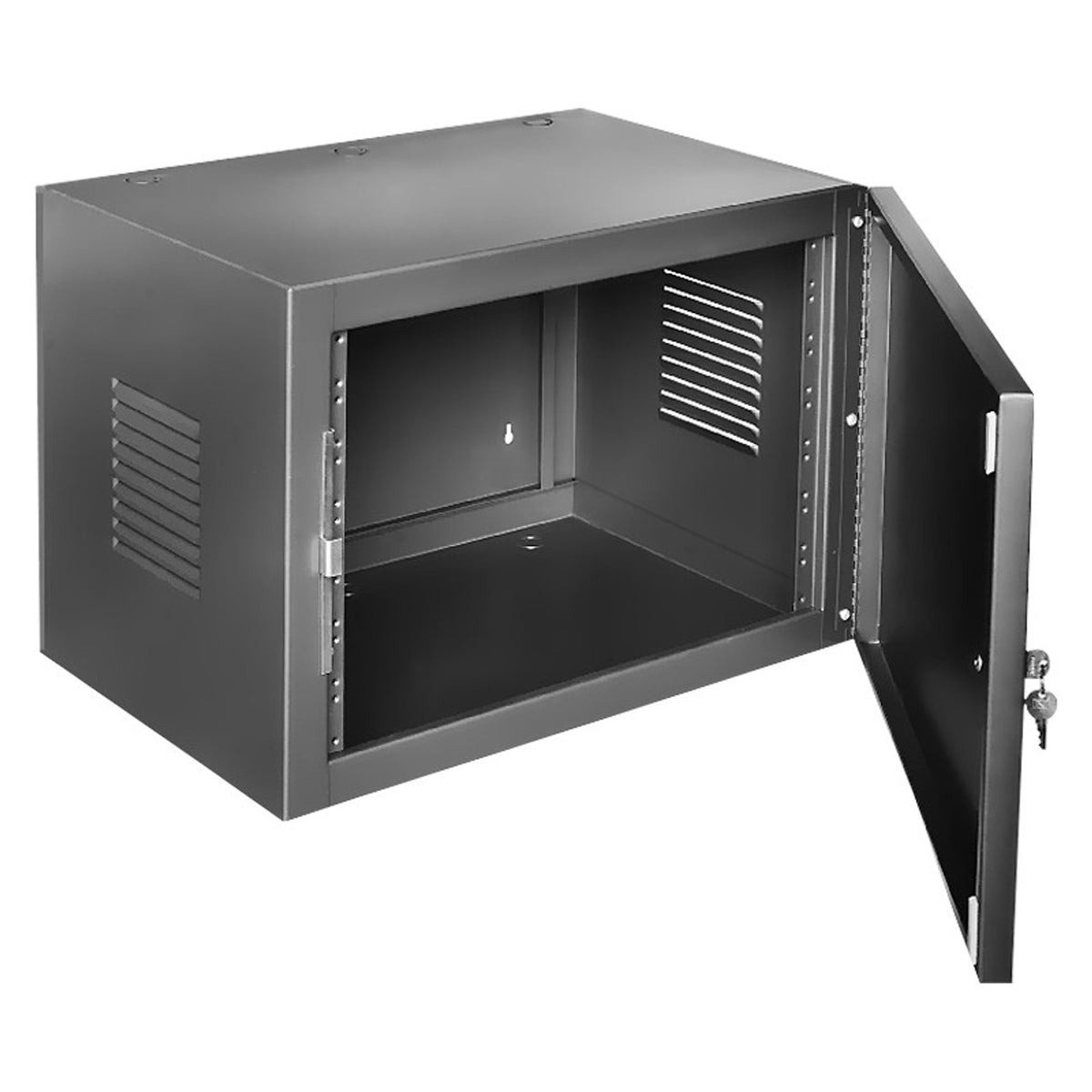 Atlas Sound 607-15 | 19 inch Wide Opening Stand Alone Basic Wall Cabinet with Locking Front Door - 7 RU
