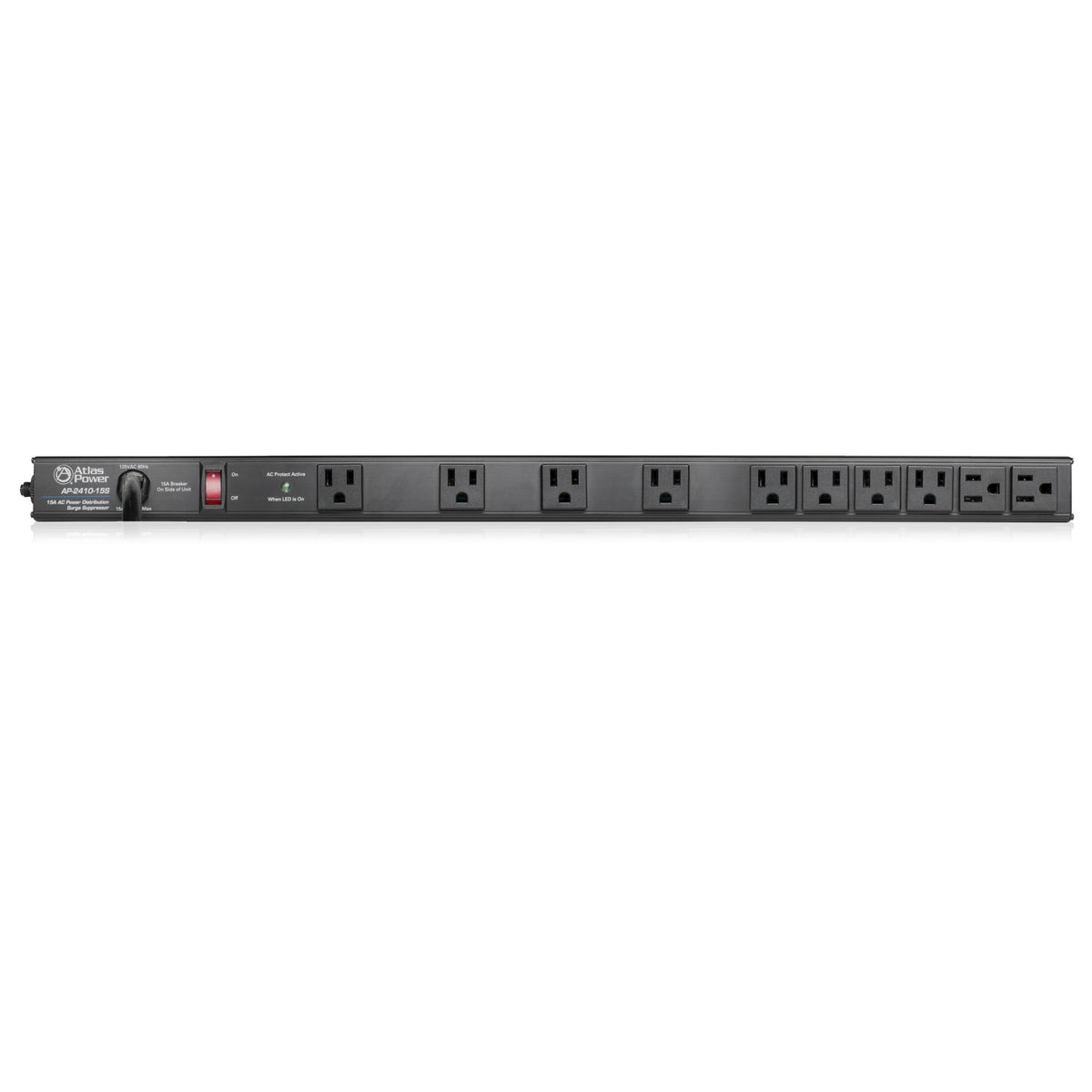 Atlas Sound AP-2410-15S | 15A - 24 inch, 10 Outlet Vertical Power Strip