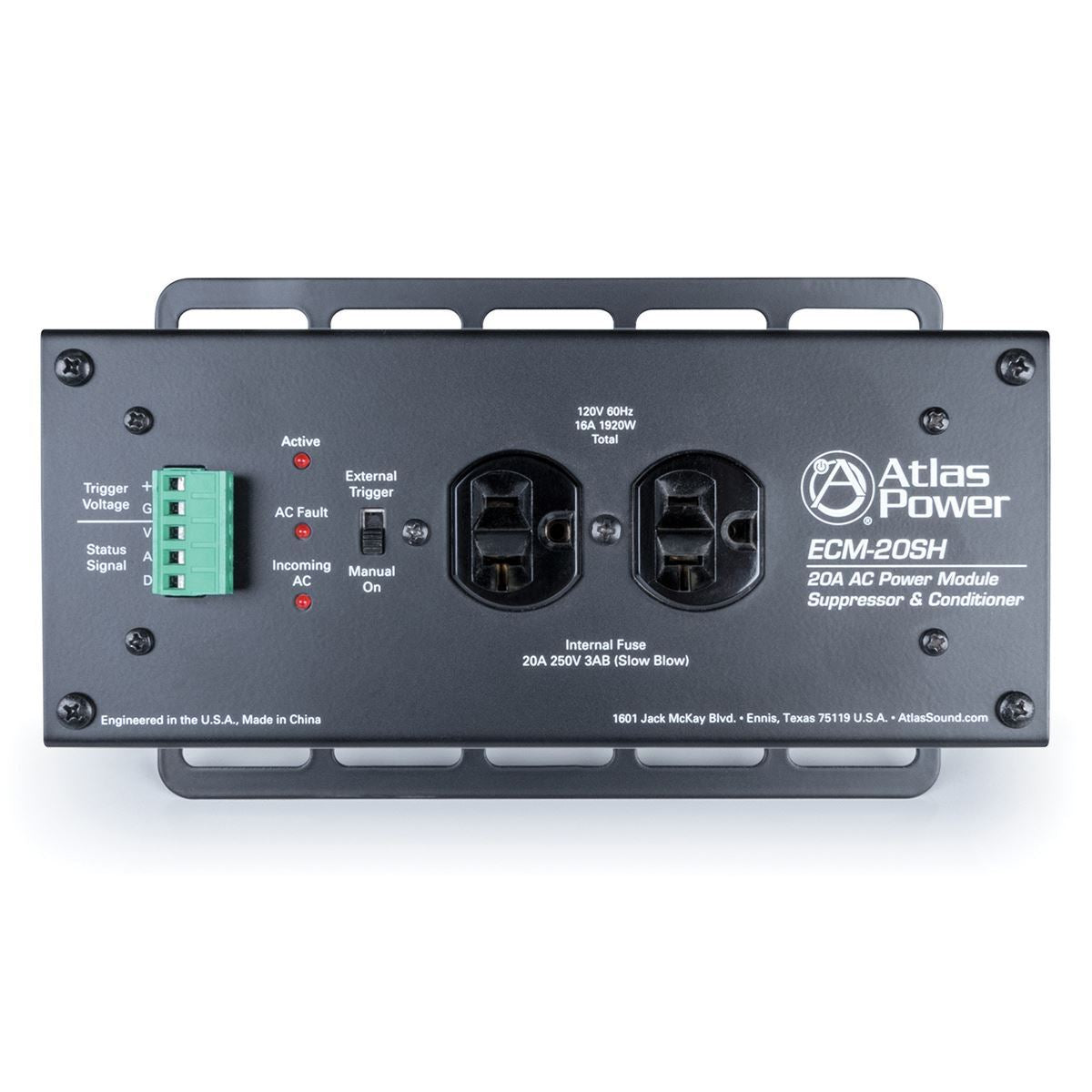 Atlas Sound ECM-20SH | 20A AC Power Conditioner and Spike Suppressor (Single Housing)