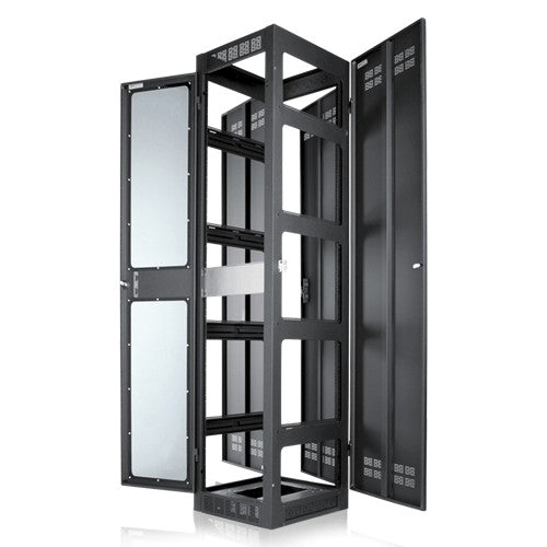 Atlas Sound FMA44-25G | Gangable Rack 25.5 inch Deep, 44RU, Shown with Optional Side Panels & Front Door