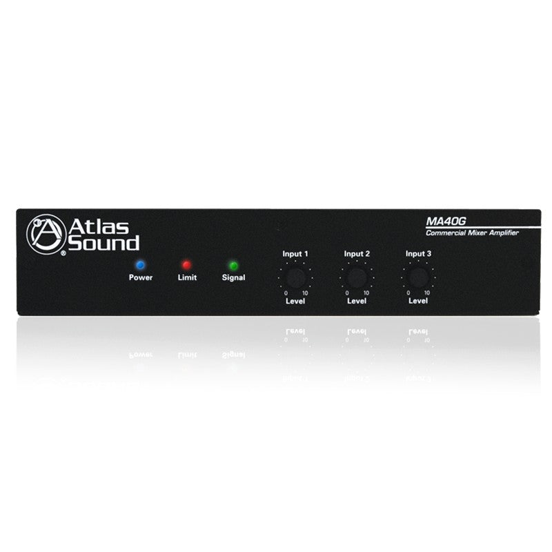 Atlas Sound MA40G | 3-Input, 40-Watt Mixer Amplifier with Global Power Supply
