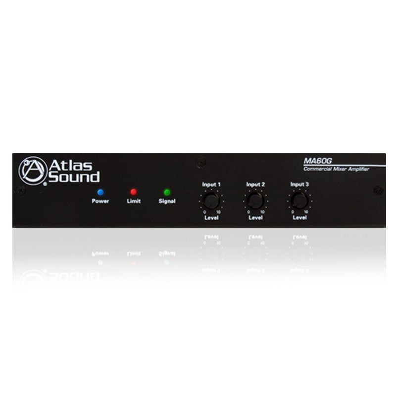 Atlas Sound MA60G | 3-Input, 60-Watt Mixer Amplifier with Global Power Supply