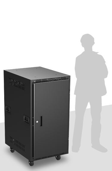 Atlas Sound RX21-30SFD | 30 inch Deep, 21RU Mobile Equipment Rack Includes: Casters, Side Handles, and Solid Doors