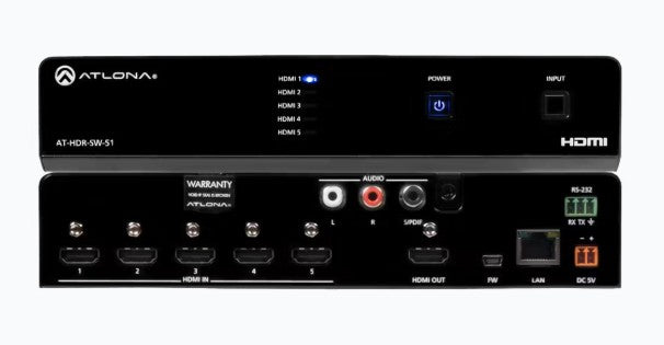 Atlona Technologies AT-HDR-SW-51 | HDR 5 x 1 HDMI Switcher