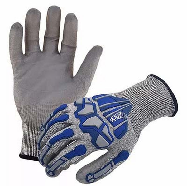 Azusa Safety BW4010-M | Bluwolf Seamless Knit Cut Resistant Glove, Premium Polyurethane Palm Coating, Stealth Low-Profile TPR Knuckle