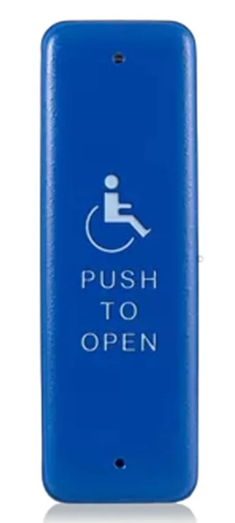 BEA Inc 10PBJ1B | Jamb Stainless Steel "Push to Open" Push Plate (Text & Blue Accessibility Logo)
