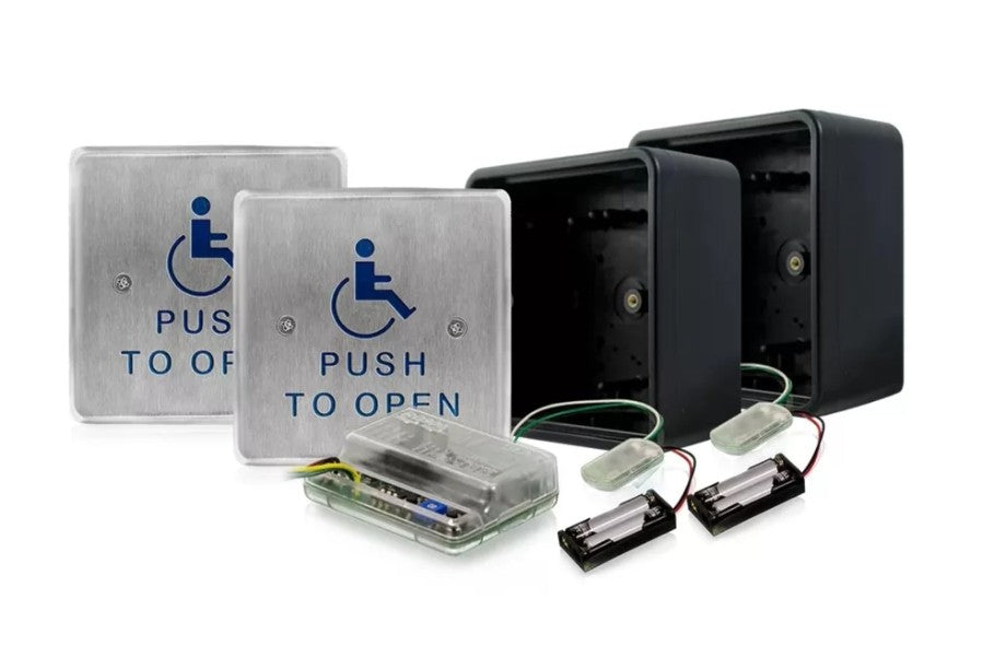 BEA Inc 45S-900 | 4.5" Square Push Plate Kit 900 MHz Wireless (2 Plates, 2 Transmitters, 1 Receiver)