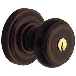 Baldwin 5210.112 | Door Knob, Colonial, Keyed Entry, Adjustable Backset, Concealed, Solid Forged Brass, Venetian Bronze, with Rose