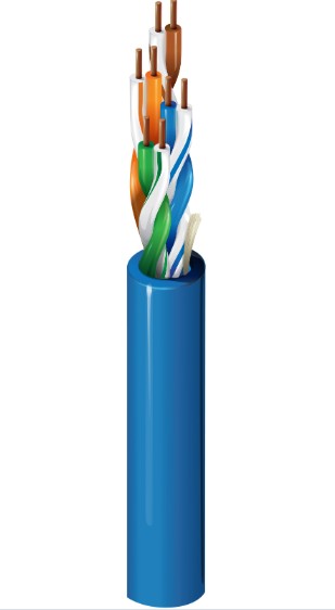 Belden 1700A 006U1000 | 24 AWG, 4-Pair, CM, Solid Bare Copper, Category 5e, Polyolefin/PVC, Blue, 1,000 ft Reel