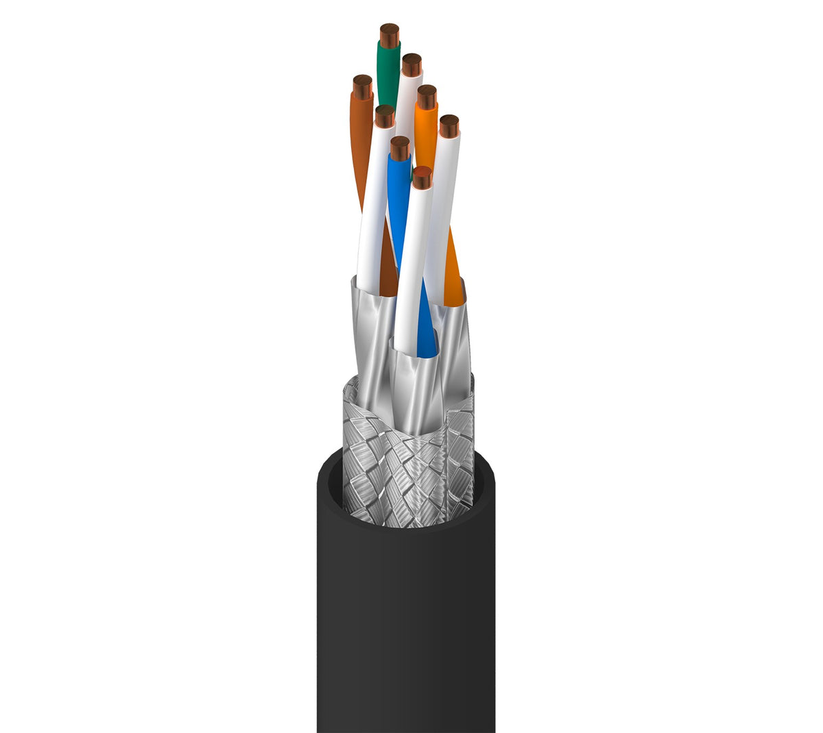 Belden 74004PU | DataTuff® 7, 4PR #23 Sol BC, PO ins, S/FTP, PUR HF Jacket, AWM 21292