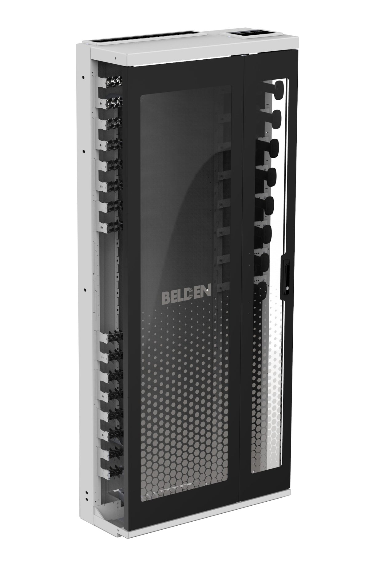 Belden DCXS11-33101-22 | Dcx Cabinet, Seismic, 84" X 36" X 15", Left To Right, Bifold Plexiglass Door, Solid Side, Full Rear Panel