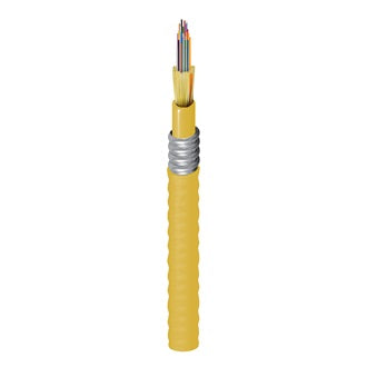 Belden FDSD024A9Y | ENT 24 Fiber, OS2, Singlemode, Indoor/Outdoor, Tight Buffered, Plenum, Armor, Low Water Peak, Yellow Jacket