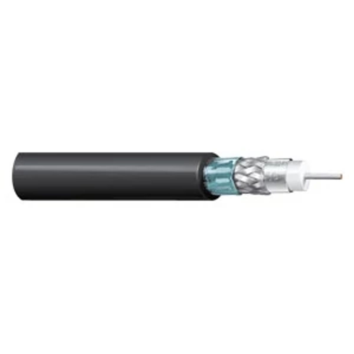 Belden 4731P 0101000 | RG-11/U Coaxial Cable, Polyvinylidene Fluoride, Silver Plated Copper Conductor, 14 AWG, Solid, 1000 ft. Black