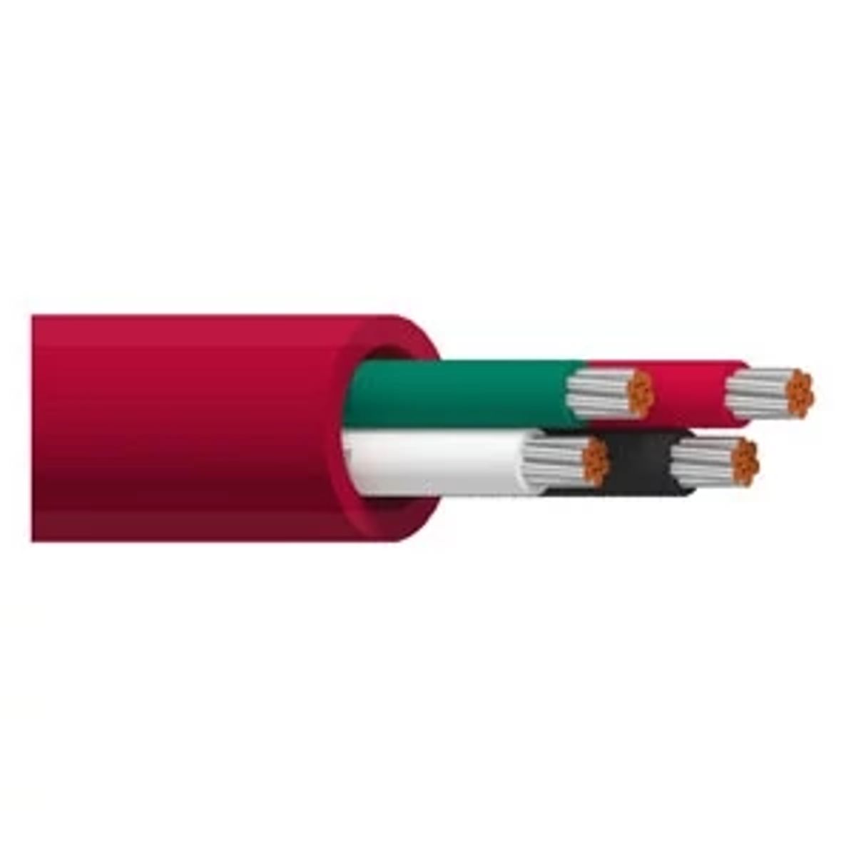 Belden 88444 0021000 | 88444 Series, Unshielded Multi-Conductor Cable, FEP Insulation, 4-Conductor, 22 AWG Str, Tinned Copper, 300V, Red, 1000 ft.