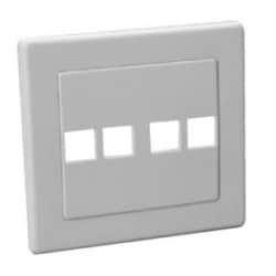 Belden AX100640 | 4 PORT FLUSH MOUNT FACEPLATE, 2 GANG for 1-PORT PS5 DVO MOD, NXTOFP4-01 Grey