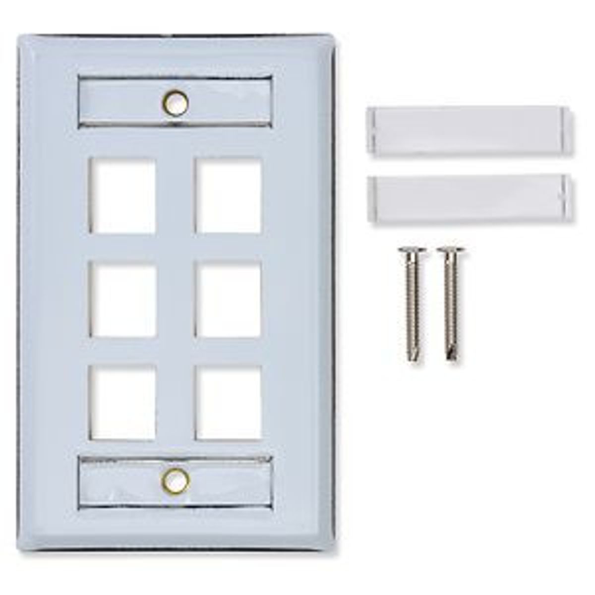 Belden AX102010 | Faceplate, Stainless Steel, FlushMount, 6 Port, 1 per Package, 4.5 x 2.75 x 0.26 in., One Gang Bracket