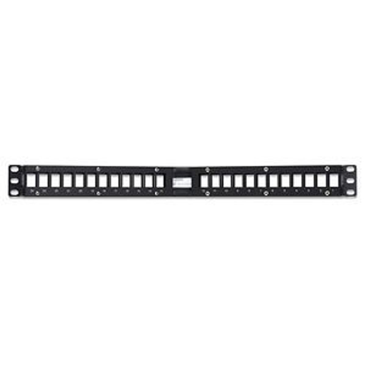 Belden AX104599 | Key Connect Angled Patch Panel, Steel, FlushFront, 1 RU, 24-Port, Black