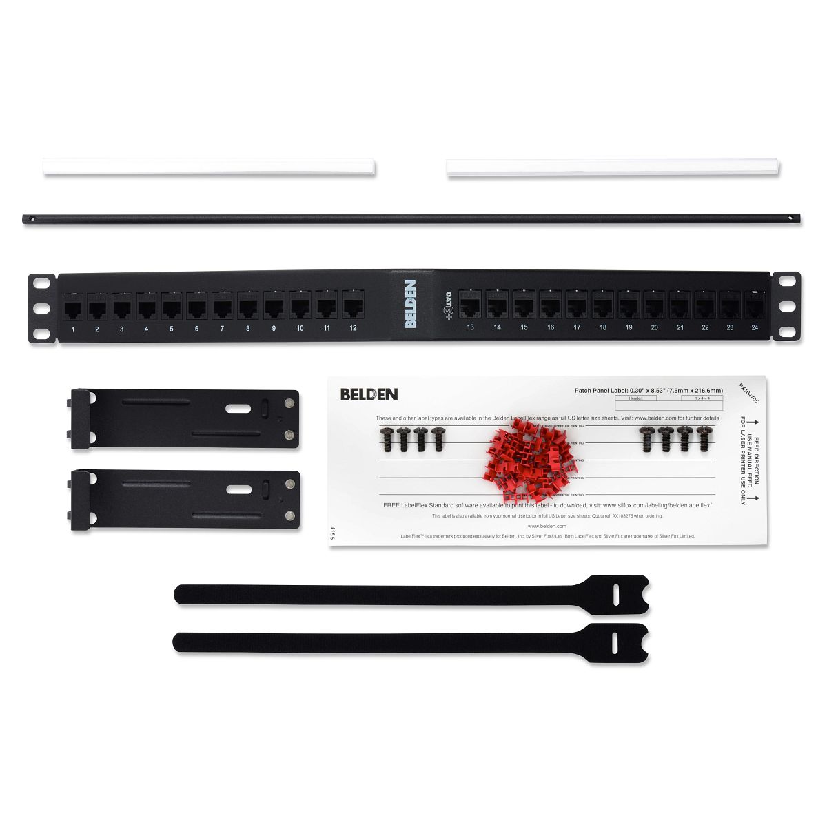 Belden AX105360 | Key Connect Cat 6+ Angled Patch Panel, 24-Port, 1 RU