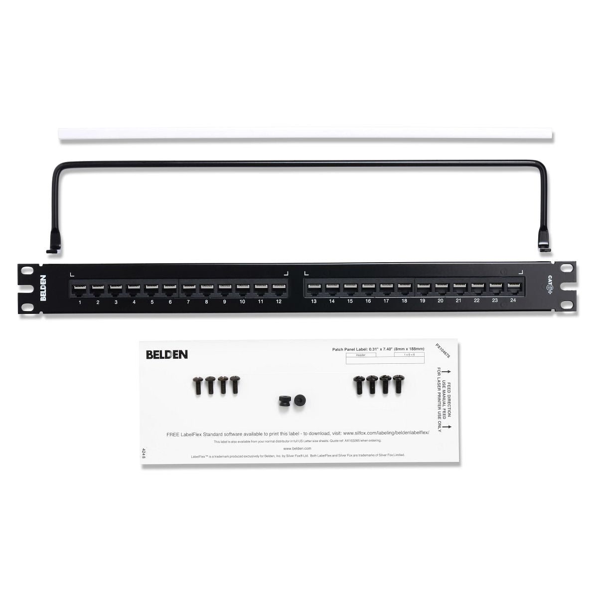 Belden AX105520 | Patch Panel, Rack Mount, 24-Port, 1 RU, Black