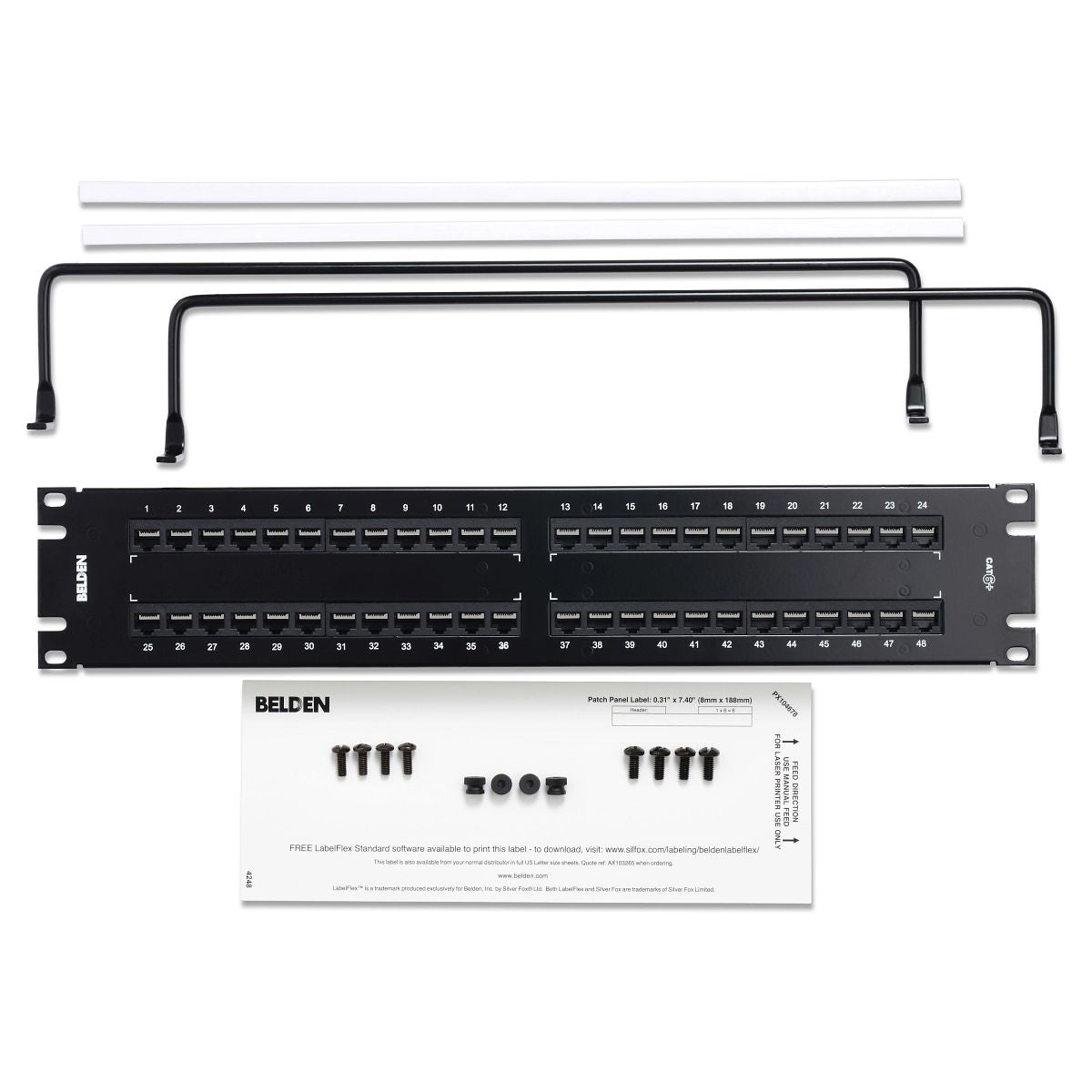 Belden AX105521 | Patch Panel, Rack Mount, 48-Port, 2 RU, Black