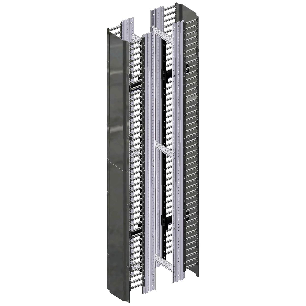 Belden BHVHH12 | High Density Cable Manager, Aluminium/Plastic, Double-Sided, Vertical, Black, 79.63 H x 12 W x 18.8 D in.