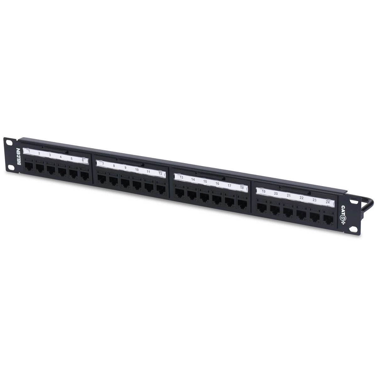 Belden RV6PPF1U24WH | REV Connect Patch Panel, Steel, White, Cat 6+, 24-Port, 1U, Preloaded, Wall Mount