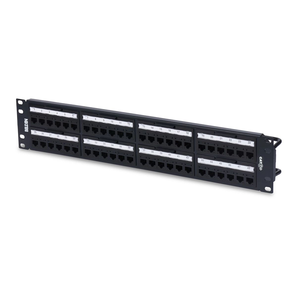 Belden RV6PPF2U48BK | REV Connect Cat6+ Patch Panel 48 Port, 2U, Flat