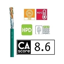 Berk-Tek 11082057 | Utp Cable, Plenum, 23 Awg, Solid, Cat 6A, 4-Pair, 0.27" Cable Diameter, 1000’ Length, 1" Bend Radius, Bare Copper Conductor, Flame Retardant Polymer Alloy Jacket, Blue, Indoor