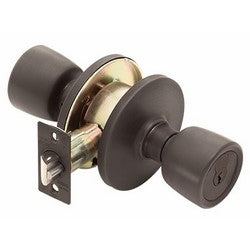 Best Access Solutions 6K-2-7-AB-4-C-STK-626 | Cylinder Lock Knob, Round, 7-Pin Core Housing, Entrance, Standard Strike, Snap-On Inside Rose, 2-3/8" Backset, 2-9/16" Trim, Satin Chrome without Core