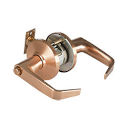 Best Access Solutions 9K-3-0-L-15-D-S3-612 | Cylinder Lock and Lever Set, Privacy Lock, Contour/Angle Return Lever, 4-7/8" ANSI Strike, Keyless Core, 2-3/4" Backset, 3-1/2" Convex Rose, Satin Bronze