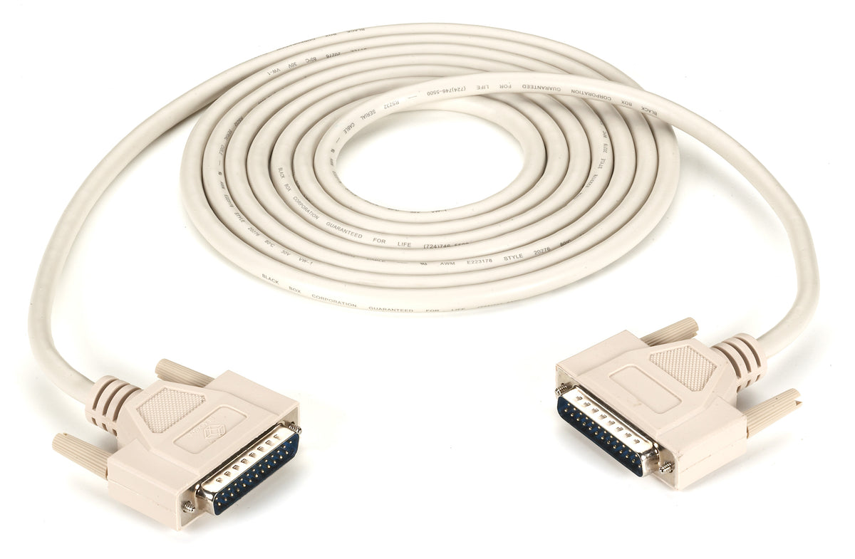 Black Box Network Services BC00706 | RS-232 Serial Cable - Shielded, PVC, Molded, DB25 Male/Male with Thumbscrews