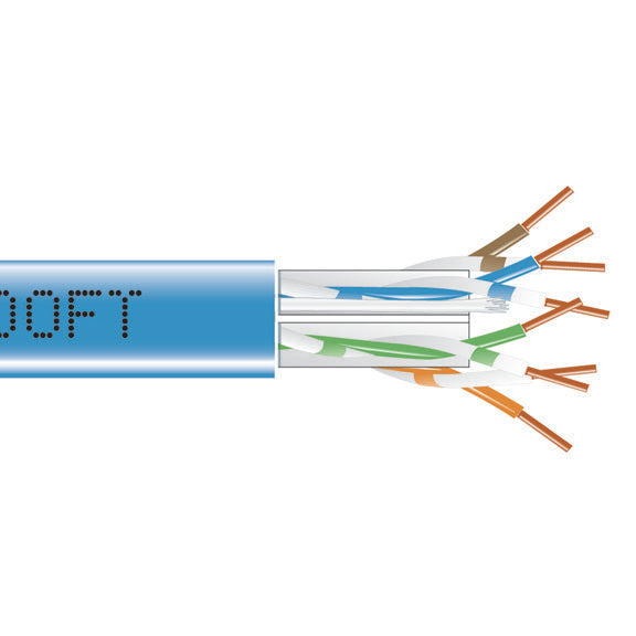Black Box Network Services EYN871B-PB-1000 | CAT6 Bulk Ethernet Cable - Plenum, Blue