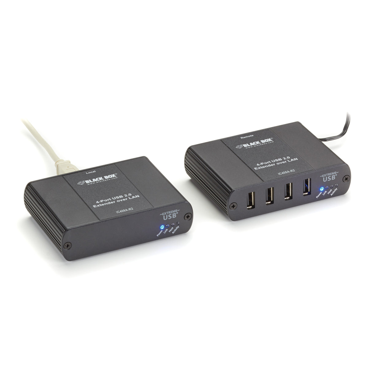 Black Box Network Services IC408A-R2 | USB 2.0 Extender - CATx/LAN, 4-Port