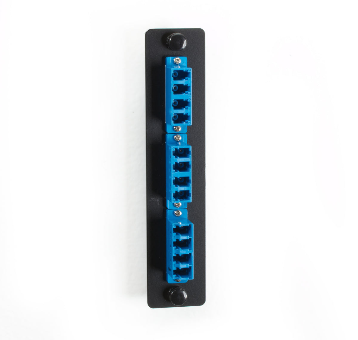 Black Box Network Services JPM455C-R2 | Low-Density Single-Mode Fiber Adapter Panel - Ceramic Sleeve, (6) LC Duplex, Blue