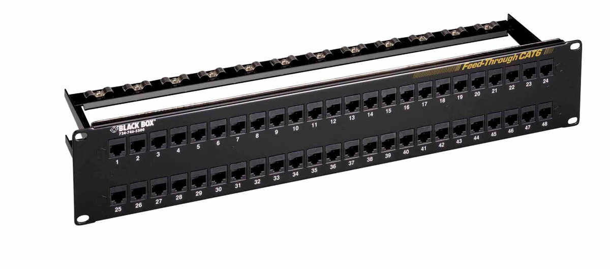 Black Box Network Services JPM820A | CAT6 Feed-Through Patch Panel, 2U, Unshielded, 48-Port