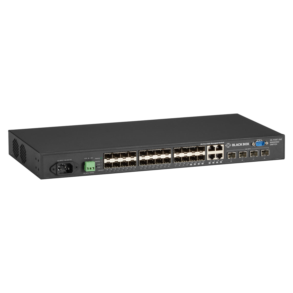 Black Box Network Services LGB5128A-R2 | LGB5100 Series Gigabit Ethernet (1000-Mbps) Managed Switch - SFP, Dual-Media SFP, SFP+, DB9 Console