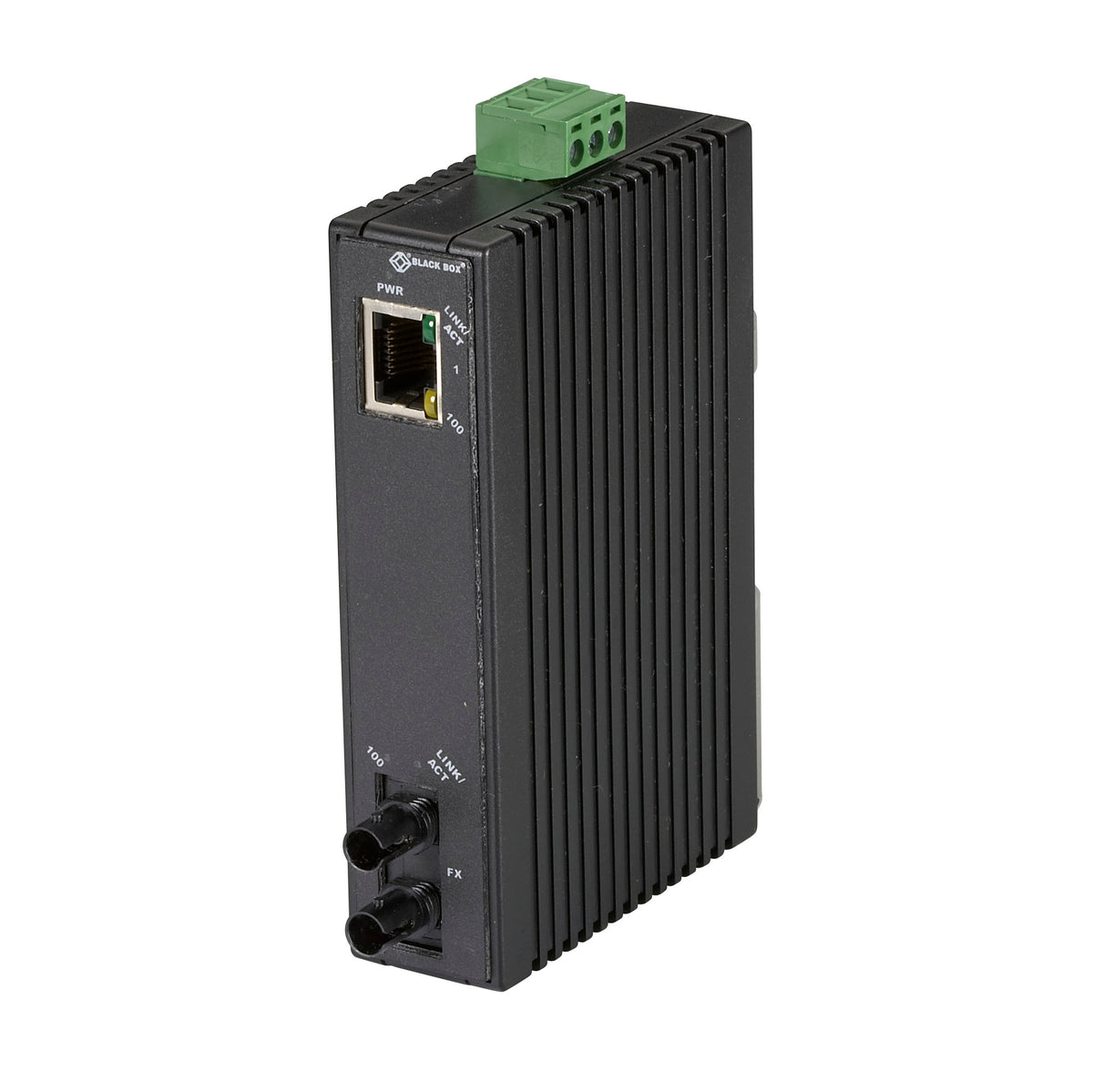 Black Box Network Services LMC270A-MM-ST | Fast Ethernet Media Converter - Copper to Multimode Fiber, Hardened, 1300nm, 2km, ST