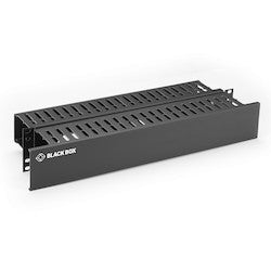 Black Box Network Services RMT107A | 2U Horizontal Finger Duct Cable Manager with Cover, 19", Double-Sided, Black