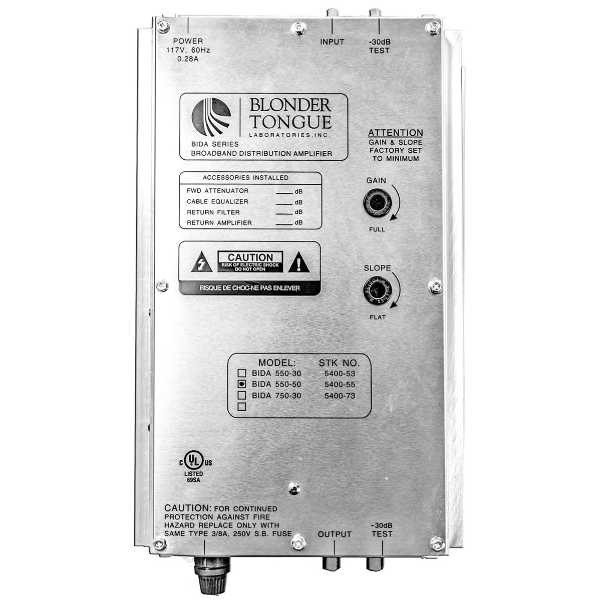 Blonder Tongue BIDA-550-50 | Broadband Indoor Distribution Amplifier