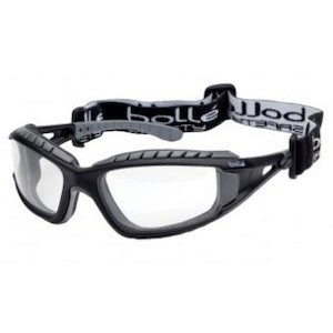 Bolle 40085 | Tracker Safety Goggle, Black Frame, Clear Anti-Scratch/Anti-Fog Lens and Platinum Coating
