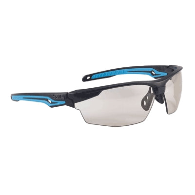 Bolle 40305 | Tryon Safety Glasses, Black/Blue Frame, CSP Anti-Scratch/Anti-Fog Lens and Platinum Coating